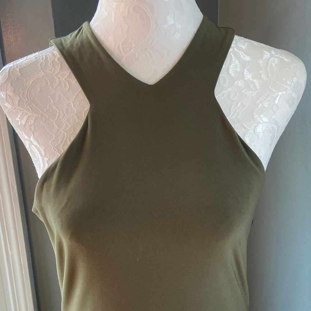 Ralph Lauren Olive Green Sleeveless Flared Dress - Picture 3 of 9